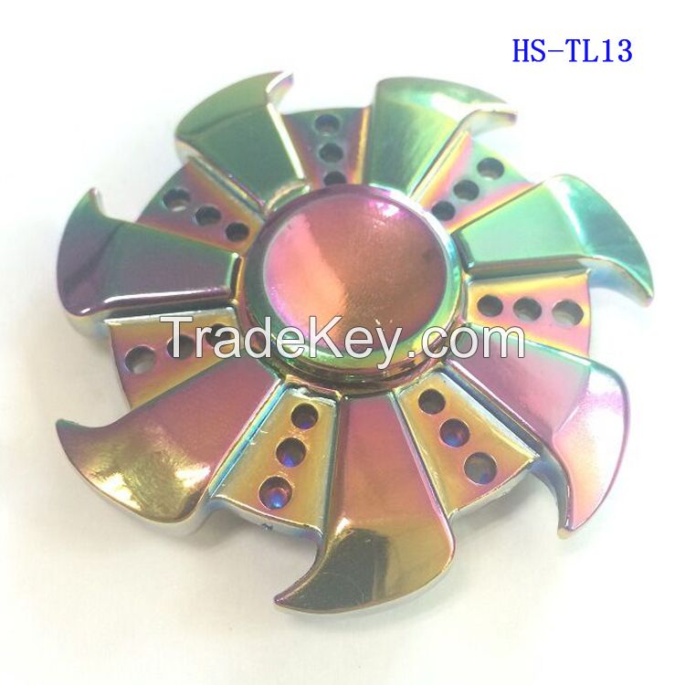 Fidget spinner toys Rainbow Tri-Fidget Metal Hand Colorful EDC Gyro Toys HandSpinner spinners finger top spinning Toy in retail box