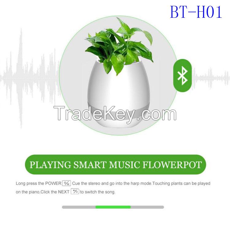 Wireless bluetooth speaker new design flowerpot speaker waterproof smart touch real grow plants music computer