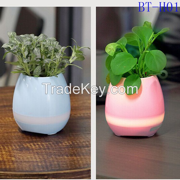 2017 New Products Flower Pot Touch Music Subwoofer Waterproof Mini Car Protable Led Light Ibastek Wireless