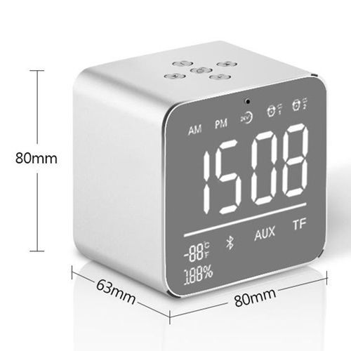 Alarm Clock Bluetooth Speaker Wireless Portable Bedside Speaker 3W Drivers Support TF Card FM Radio and Microphone