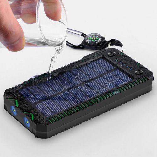 Cigarette lighter Solar Waterproof Portable Power Bank Battery Charger for iPhone, iPad, Samsung, other Android mobile phones, Kindles
