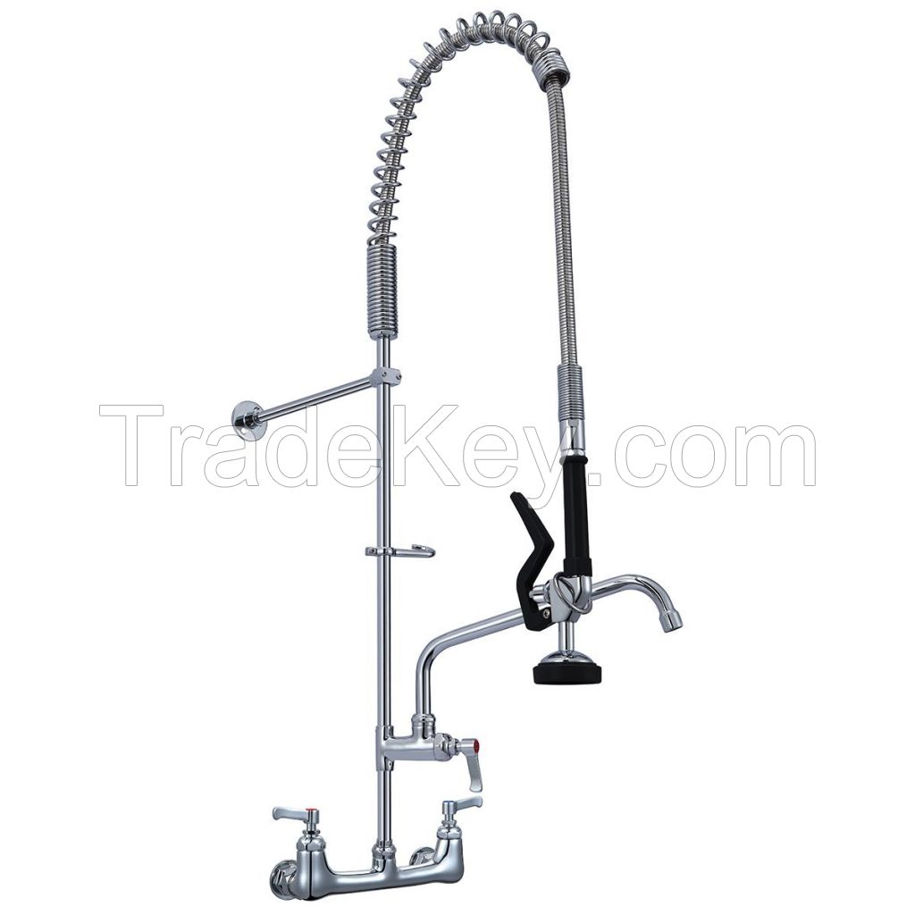 High Quality Double Hole Commercial Pre-rinse Kitchen Faucet With Pull Out Spray