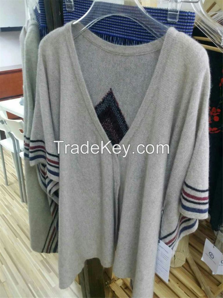 100% Cashmere Cardigan Women Sweater Intarsia