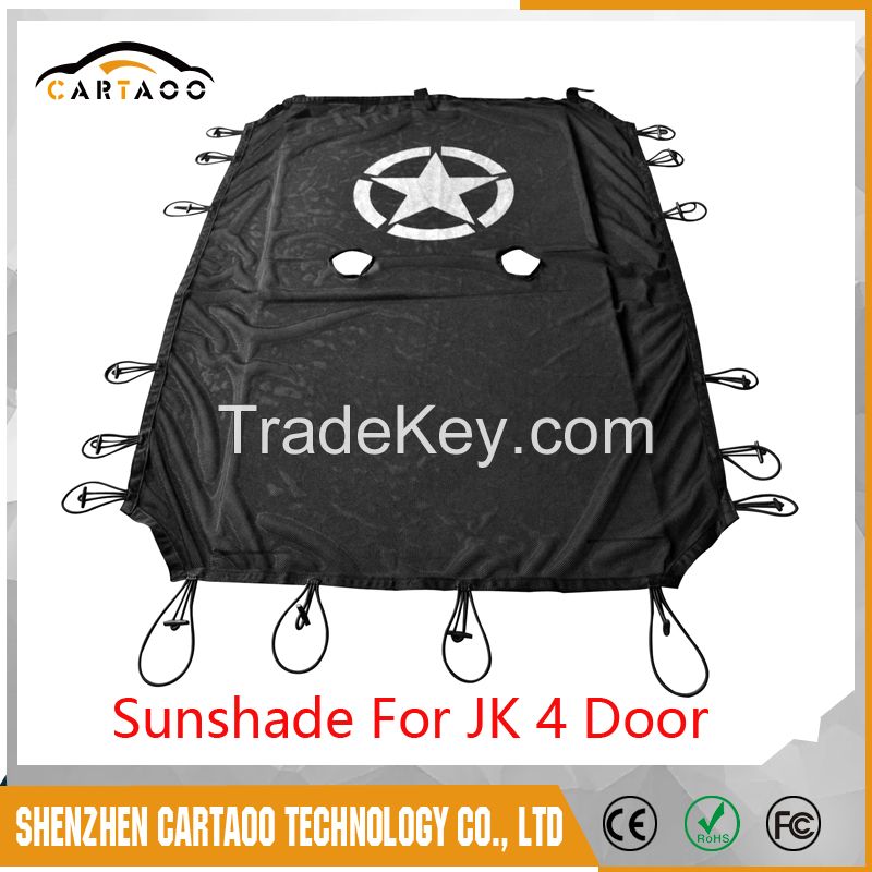 Black Star UV Protection Mesh Sunshade Top Cover For 2007-2017 Jeep Wrangler JK 4 Door
