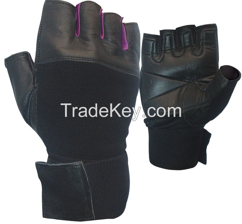 Customized Leather Weight lifting gloves/ strong grip