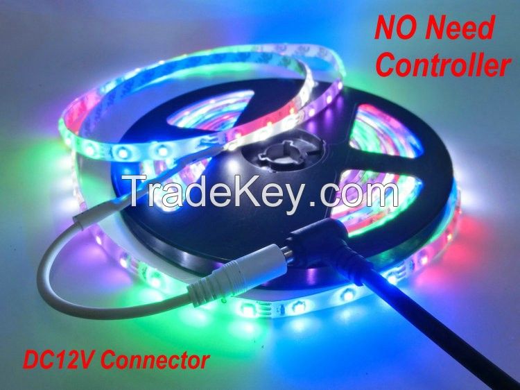 Colors Jump Changing 3528 LED Strip, Duilt-in Controller and DC12V Connector, IP65 Waterproof, 5 Colors:White+Pink+Red+Blue+Green