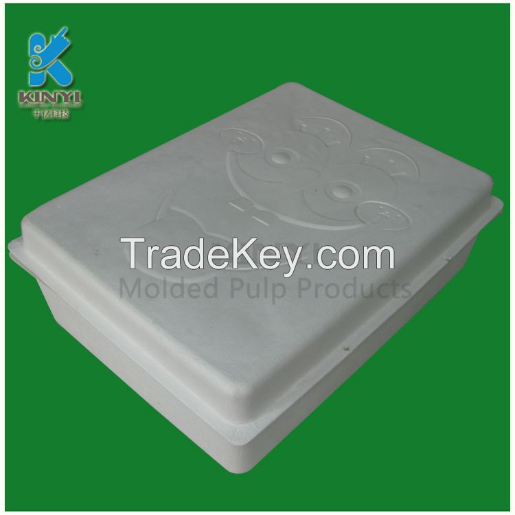 Recyclable material products with bagasse pulp molded apparel packaging boxes