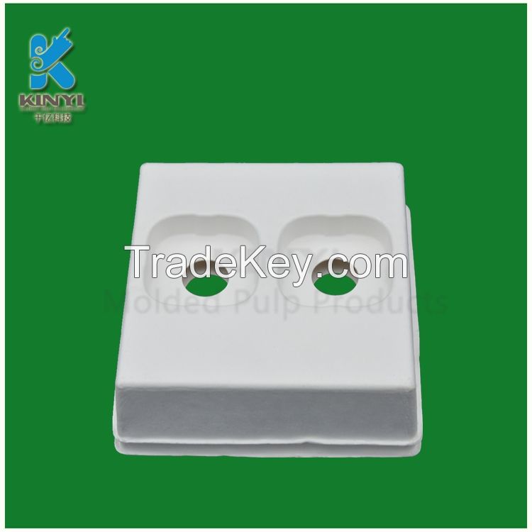 Customized bagasse pulp molded biodegradable ear phone packaging tray