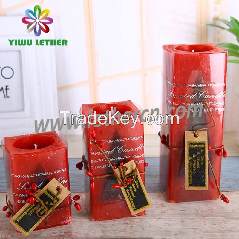 Nice Scented Pillar Candles Square Candles for Christmas Festival