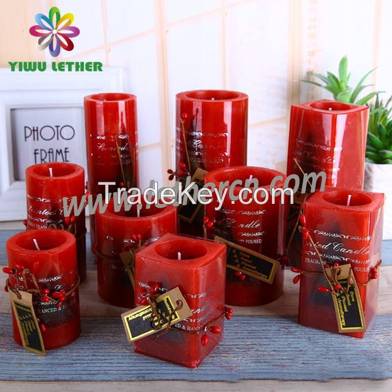 Nice Scented Pillar Candles Square Candles for Christmas Festival