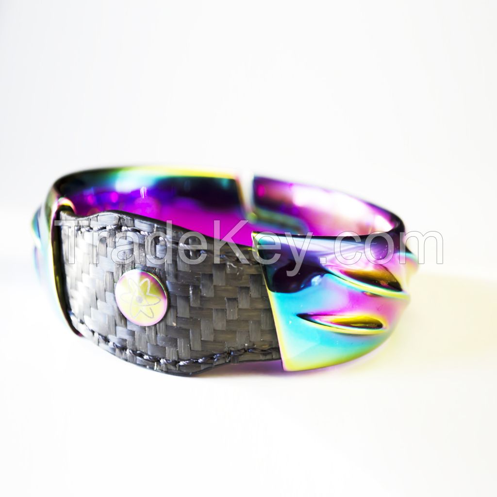 Bracelet Makuti by AVEVA in titanium, carbon fiber and genuine leather
