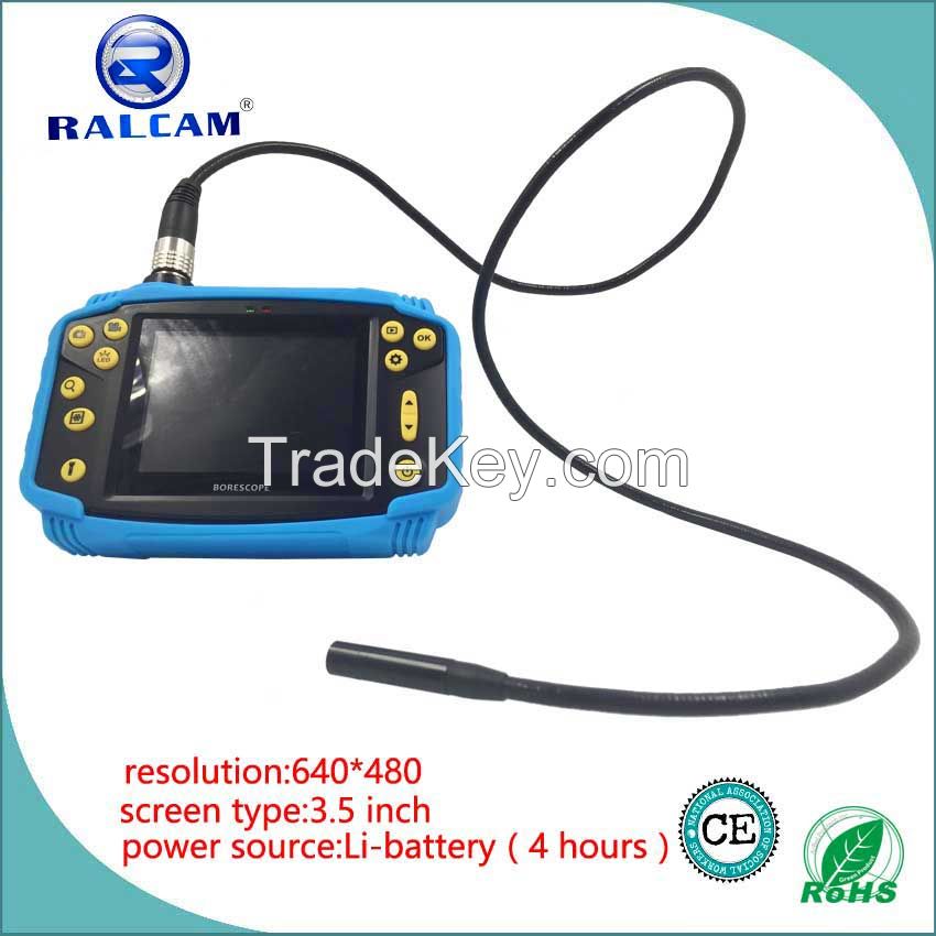 Flexible video borescope endoscope for sewer pipe inspection