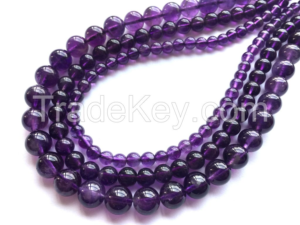 Natural Round Amethyst Semiprecious Gemstone for Jewelry Making