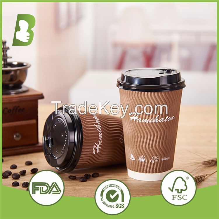 Disposable hot drinking 600ml double wall paper cup custom print