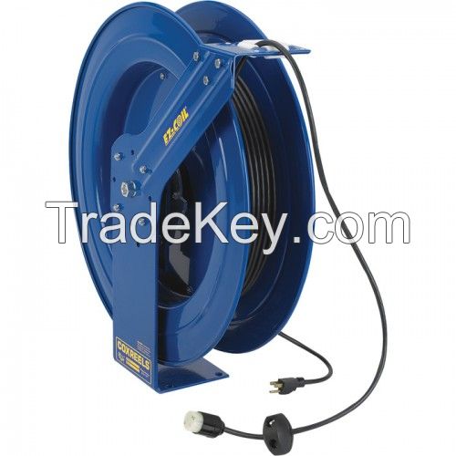 Coxreels EZ-Coil Safety Series Power Cord Reel - 100 Ft., 12/3 Gauge Cord with Single Outlet