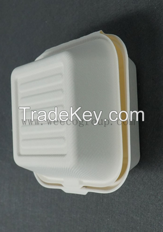 Environmentally Sugarcane Pulp Take Away Food Container