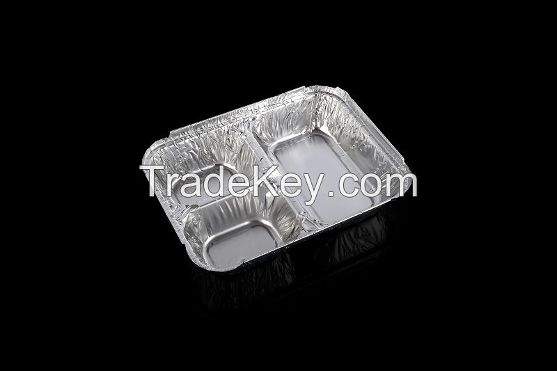 Aluminum Foil Container Three compartment T-Divider Lunch Box