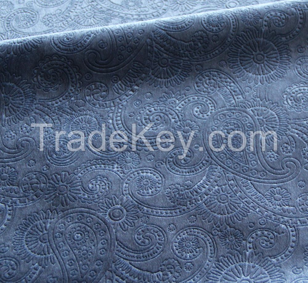 3D Embossed polyester Italy velvet bonded TC fabric for sofa cover upholstery