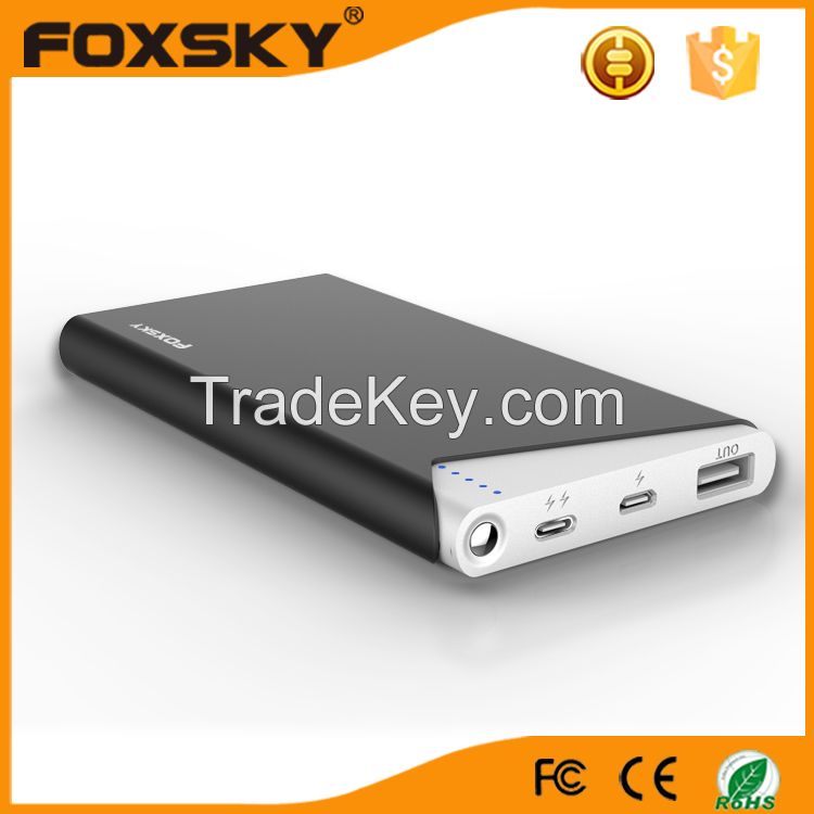 Best quality Type-C port QC2.0 fast charging mobile power bank 10000mah