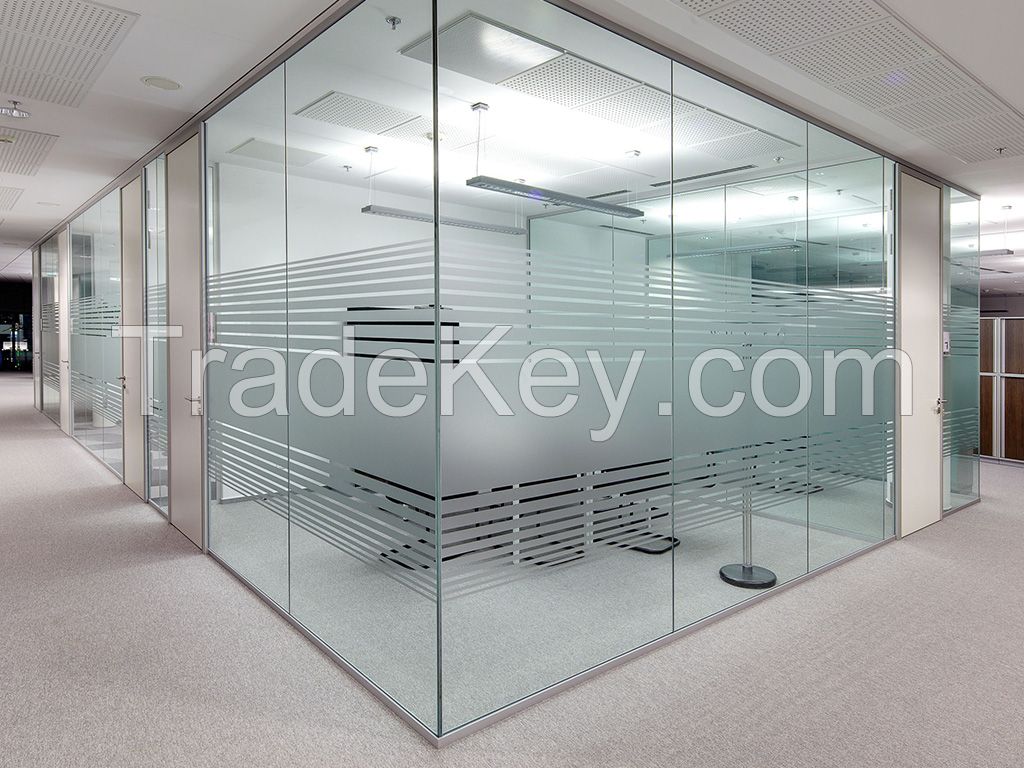 Modular Office Partition Transparent Single Tempered Glass Full High Office Partition