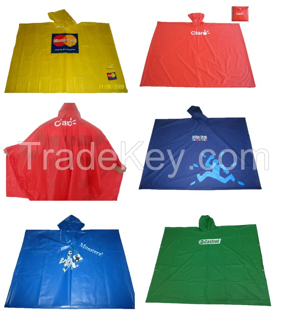 high quality 100% waterproof plastic branded rain poncho for mens and womens