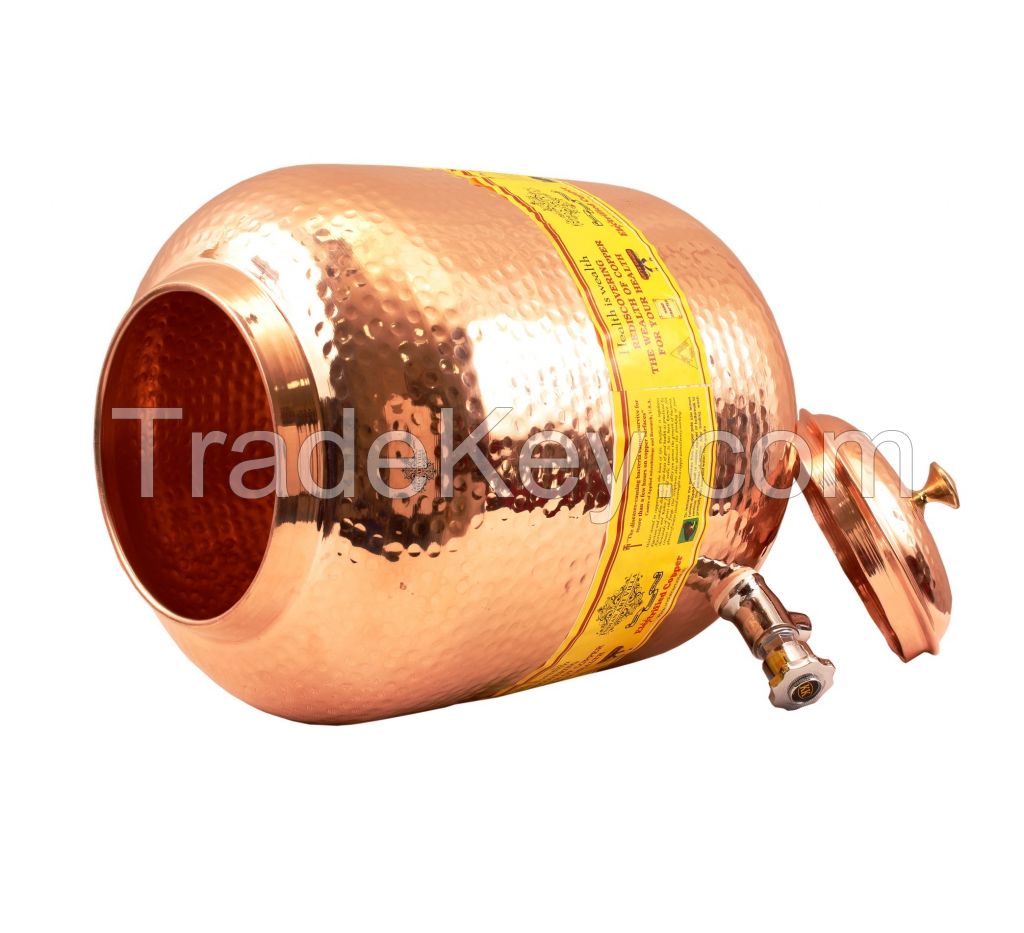 Copper Water Pot 15 Liter (Brass Lid)