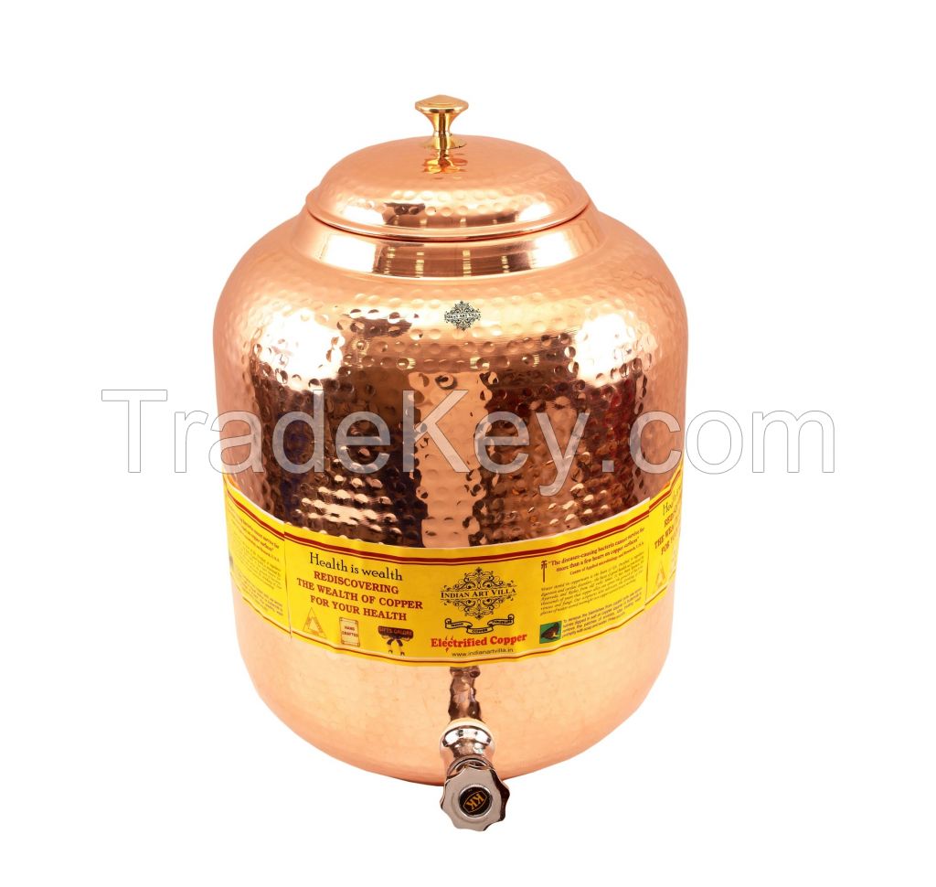 Copper Water Pot 15 Liter (Brass Lid)