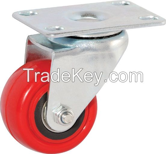 2017 Light-duty patent Polyurethane  Caster (red) with brake 