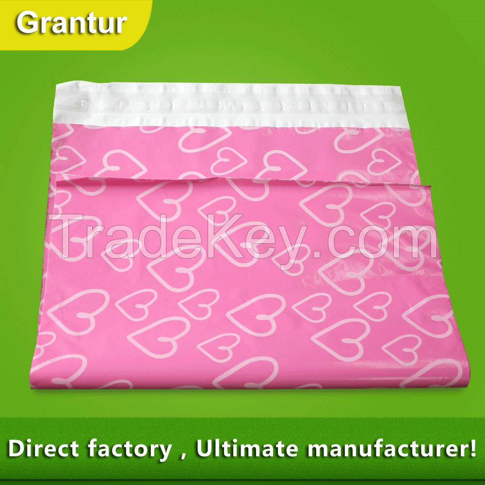 Custom printed solid poly mailer pink plastic mailing bags