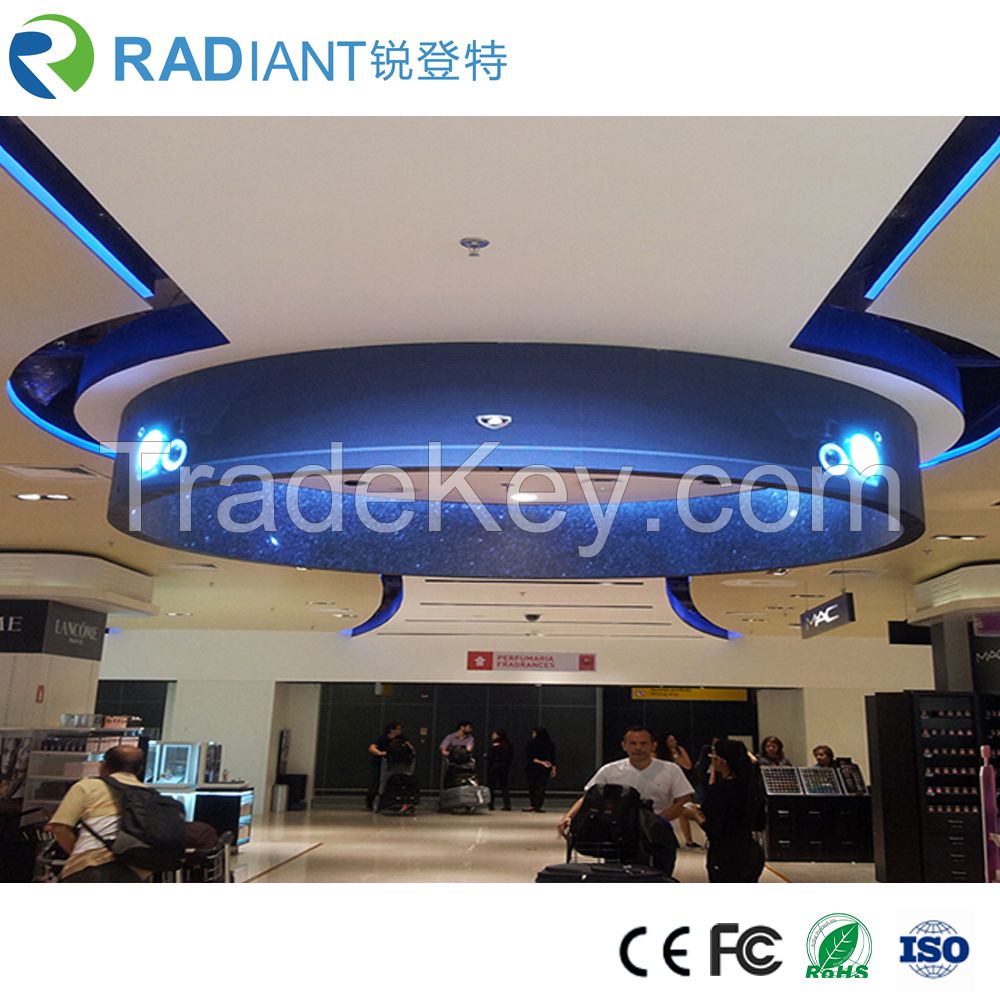 RADIANT LED creates multi faceted curved P4 cylindrical indoor LED screen for pillars