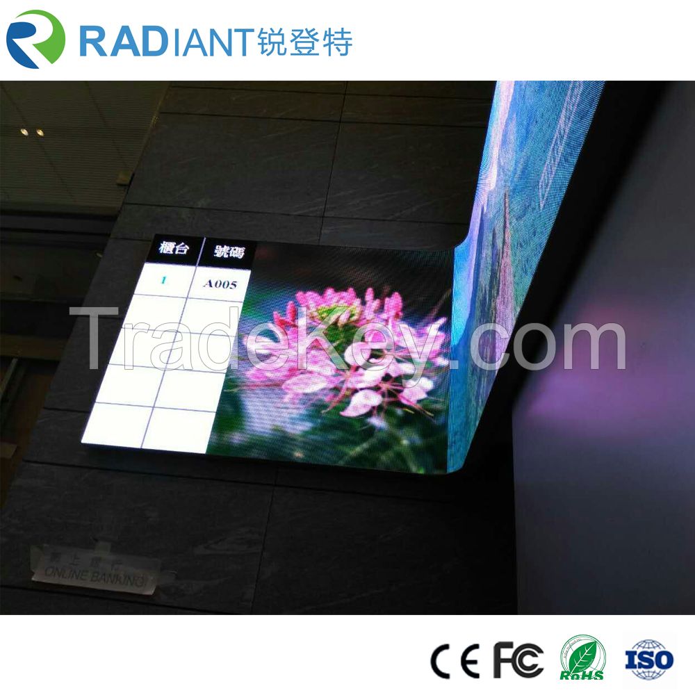 RADIANT LED creates multi faceted curved P4 cylindrical indoor LED screen for pillars