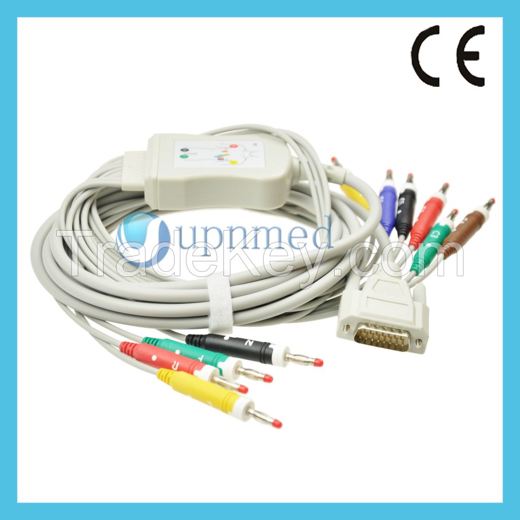 nihon kohden ekg cable with 10 lead wires, banana 4.0mm, IEC/AHA