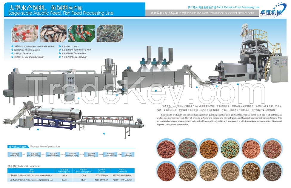 High Capacity Floating / Sinking Fish Feed Processing Machinery