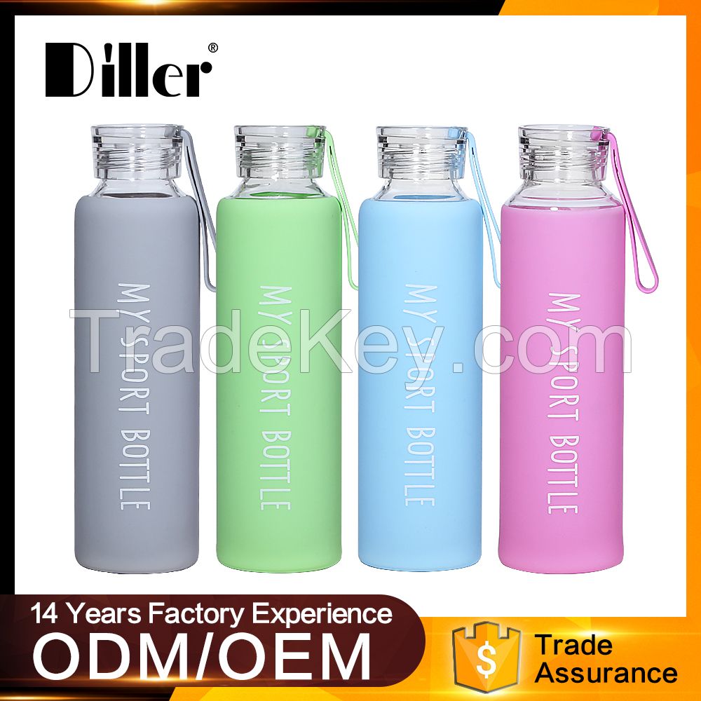 Wholesale hot selling borosilicate glass water bottle 