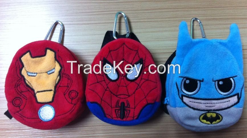 Starwars Marvel Disney Chewbacca Spiderman Plush Embroidery Velboa Coin Purse