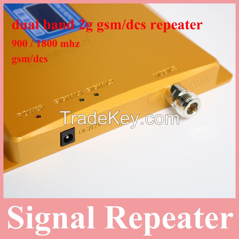 Lcd display dual band repeater 1800 900 mobile phone 2g gsm signal repeater 900mhz dcs 1800 celluar booster amplifier