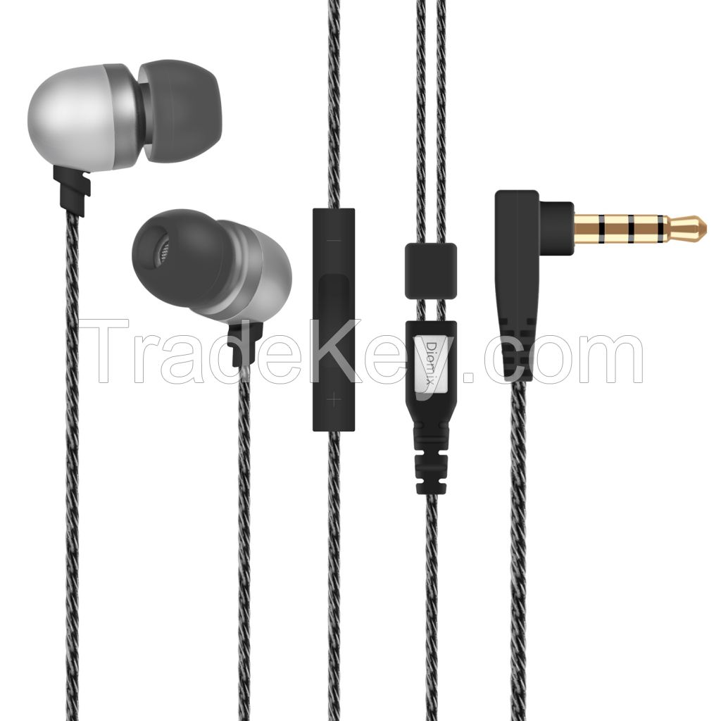 Diomix  In-ear Metal Earphones with volume + mic for iPhone 6/6S Plus, iPad, Samsung, Nexus and more