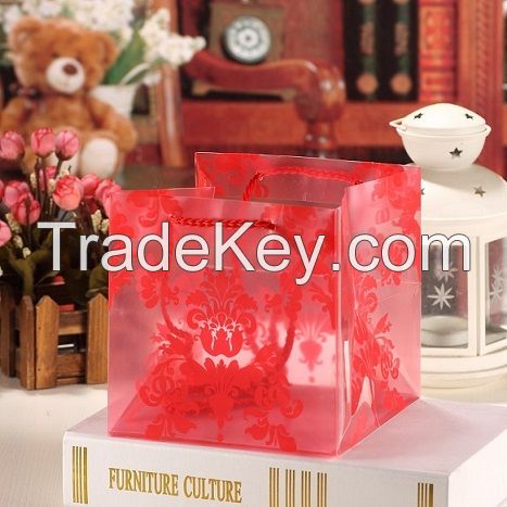 Square Transparent Flower Wrapping Flower Packaging Plastic PP PVC Gift Shopping Bag