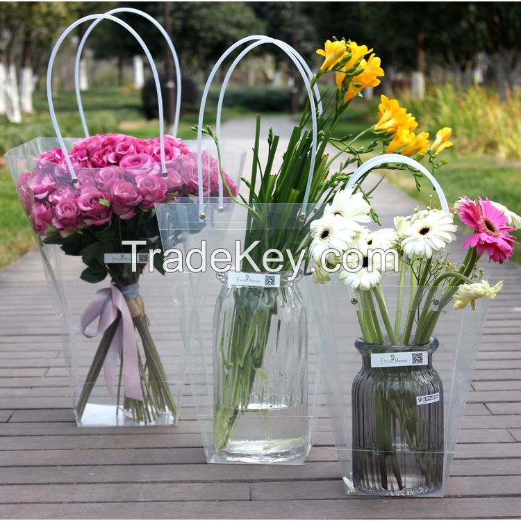 Clear Transprent PP Plastic PVC Flower Packaging Wrapping Gift Bag for Florist Supplies