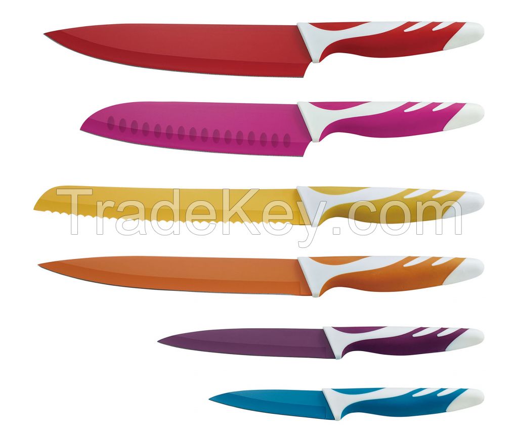 6piece stainless steel non-stick coating  knife set