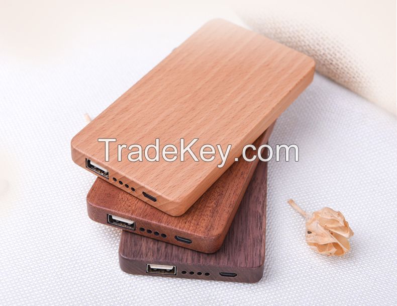 High capacity wood 4000-8000 mAh power banks, health and environmental gifts