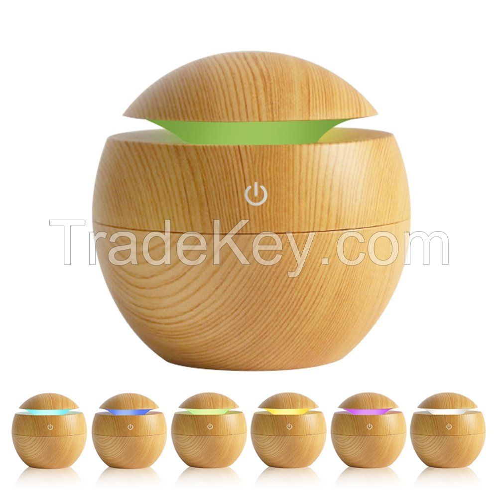 WF103    Wafue 130ml Wood Grain 7 Color LED Ultrasonic Aroma Diffuser