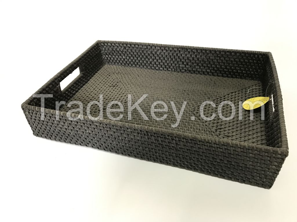 Black rattan storage basket, 