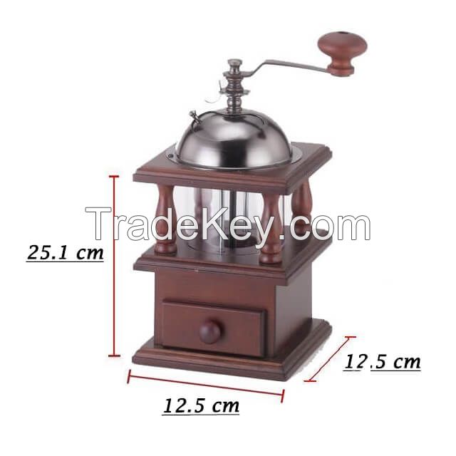 [Holar] Taiwan Made Vintage Style Manual Coffee Mill with Access Drawer