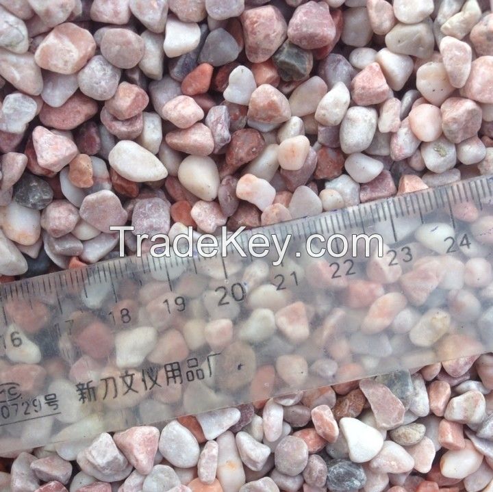 Pink tumbled stone for construction and decoration