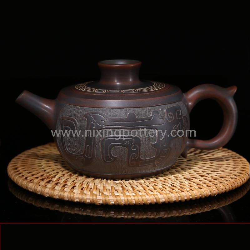 230ml Handmade Customized Large Capacity Qinzhou Nixing Pottery Happiness In Eyes TeaPot Purple Clay