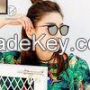 2017 New Tide Girls Blue Retro Sunglasses Pink Round Face Bright Light