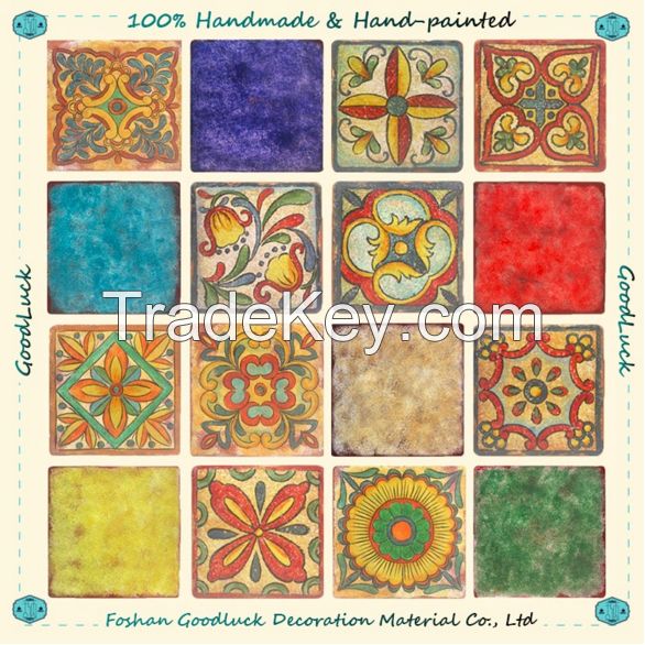 Best Selling Handmade Wavy Edge Flower Ceramic Mexican Floor Tile