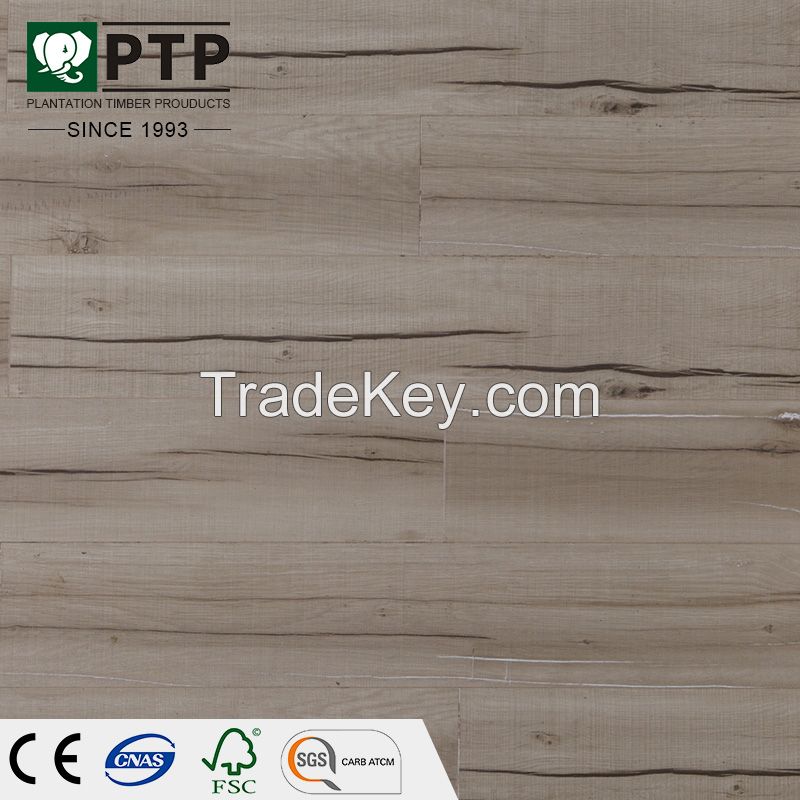 China factory directly ptp brand high gloss oak parquet wood laminate flooring floating click