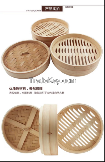Handmade household bamboo steamer round bamboo steamer 30cm bamboo bamboo steamer steamed buns